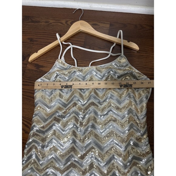 Forever 21 Chevron Sequin Cami Dress Mini Strappy Back - Picture 8 of 9